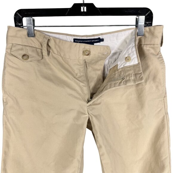 Ralph Lauren Sport Womens 6 Khaki Chino Shorts Blue Pony Logo Old Money Preppy - Picture 6 of 14